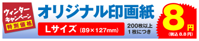 オリジナル印画紙 Lサイズ 200枚以上、1枚につき 8円